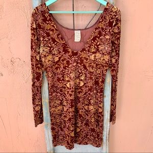 Free People Velvet Burnout Mini Dress L